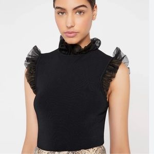 Alice + Olivia - Kerrie Ruffled Open Back Tank in Black Size XS